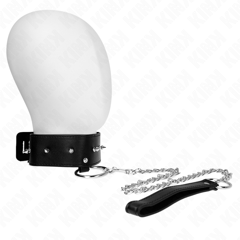 KINK - COLLAR CON CORREA 65 CM CON TACHUELAS PLATEADAS MODELO 2 AJUSTABLE 36-43 CM X 5 CM KINK COLLAR & GAG