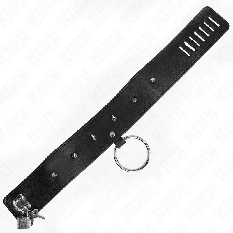 KINK - COLLAR CON CORREA 65 CM CON TACHUELAS PLATEADAS MODELO 2 AJUSTABLE 36-43 CM X 5 CM KINK COLLAR & GAG