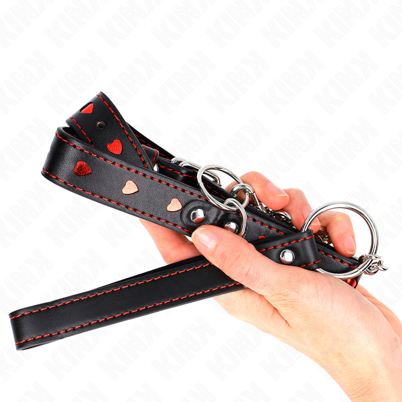 KINK - COLLAR CON CORREA 65 CM DETALLES CORAZÓN 52.5 X 2.5 CM KINK COLLAR & GAG