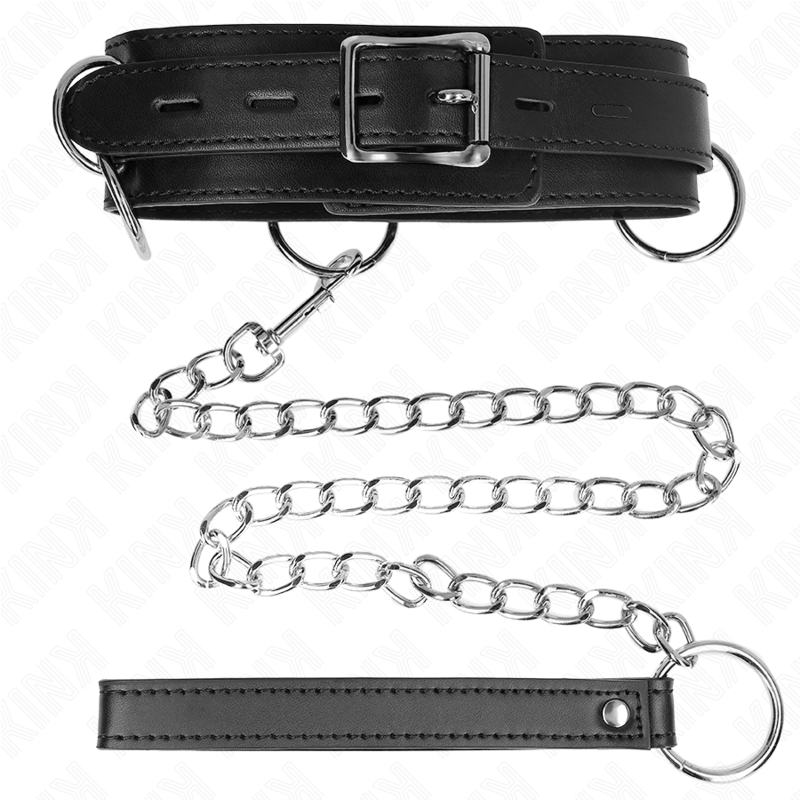 KINK - COLLAR CON CORREA 80 CM ESCLAVITUD 3 ANILLOS 53 X 5 CM KINK COLLAR & GAG