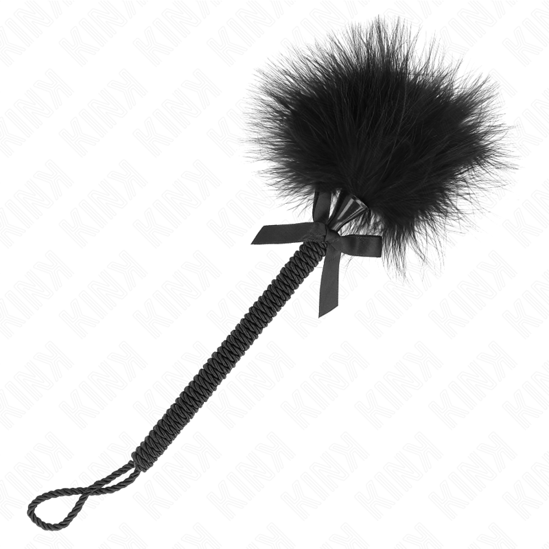 KINK - MASAJEADOR DE CUERDA DE NAILON CON PLUMAS PARA COSQUILLAS Y LAZO NEGRO 25 CM KINK IMPACT & TOUCH