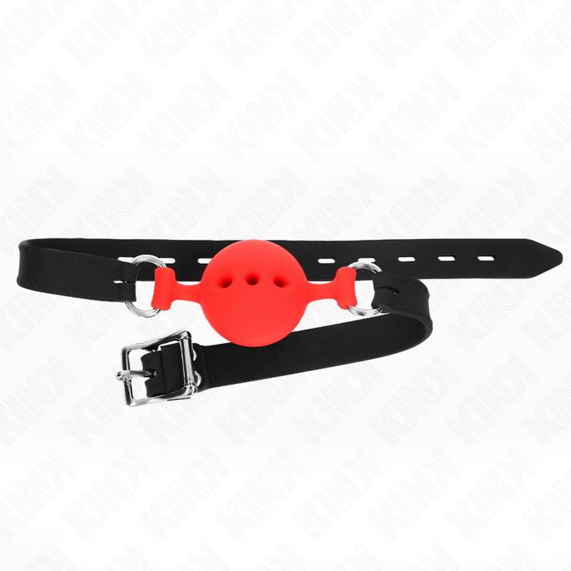 KINK - MORDAZA 55 x 2 CM DE BOLA 4.5 CM DE SILICONA COMPLETA TALLA M ROJO AJUSTABLE 35-51 CM KINK COLLAR & GAG