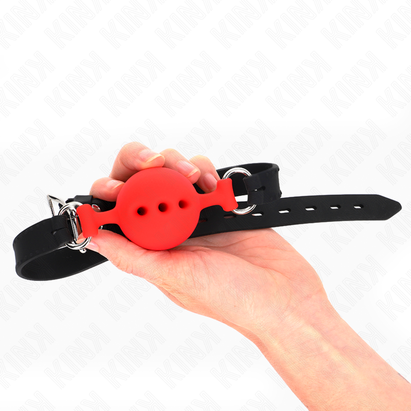 KINK - MORDAZA 55 x 2 CM DE BOLA 4.5 CM DE SILICONA COMPLETA TALLA M ROJO AJUSTABLE 35-51 CM KINK COLLAR & GAG