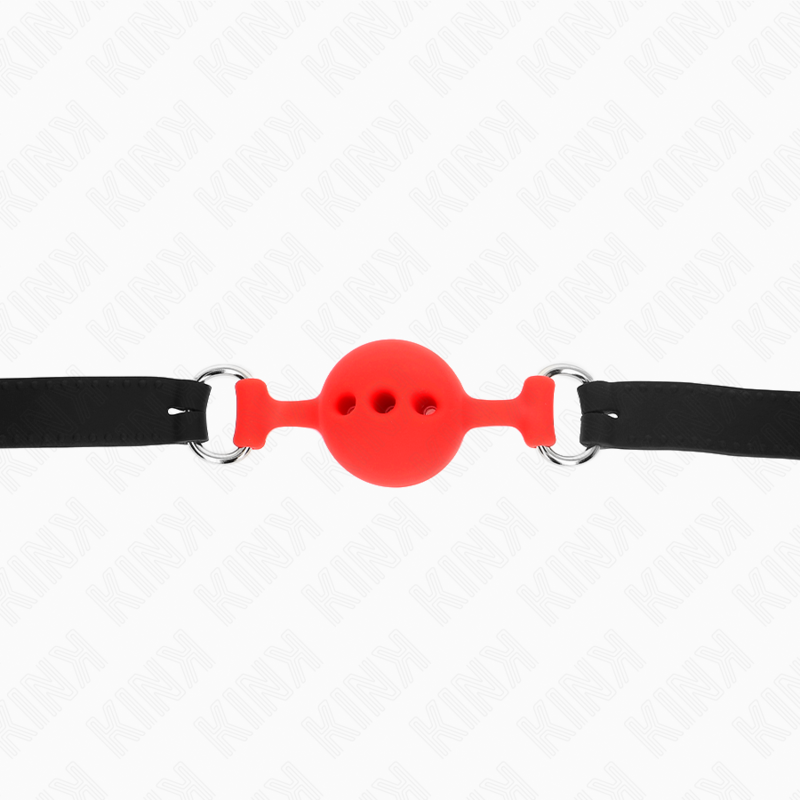 KINK - MORDAZA 55 x 2 CM DE BOLA 4 CM DE SILICONA COMPLETA TALLA S ROJO AJUSTABLE 35-51 CM KINK COLLAR & GAG