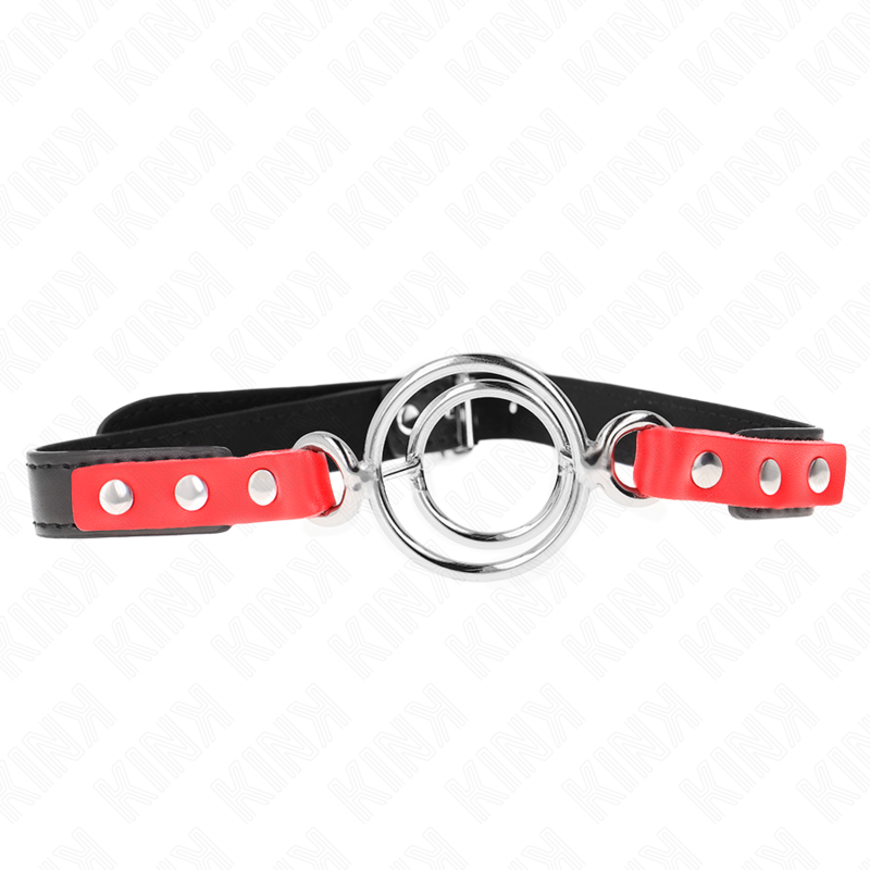 KINK - MORDAZA CON MÚLTIPLES JUNTAS TÓRICAS 4 / 4.8 CM ROJO AJUSTABLE 38 X 56 CM KINK COLLAR & GAG