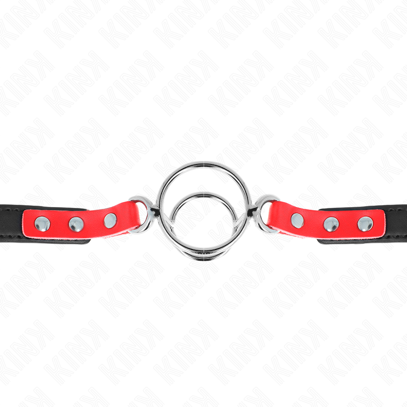 KINK - MORDAZA CON MÚLTIPLES JUNTAS TÓRICAS 4 / 4.8 CM ROJO AJUSTABLE 38 X 56 CM KINK COLLAR & GAG