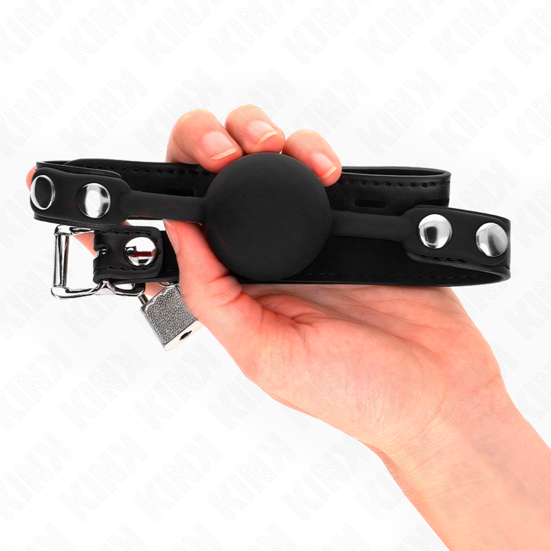 KINK - MORDAZA DE BOLA 4 CM DE SILICONA MODELO 1 CON CANDADO 60 x 2 CM KINK COLLAR & GAG