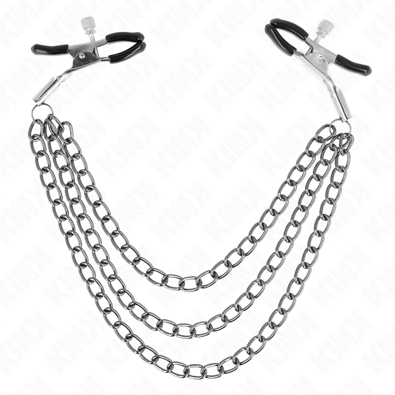 KINK - PINZAS PARA PEZONES CON TRIPLE CADENA NEGRO 20/23/28 CM KINK NIPPLE GRIP