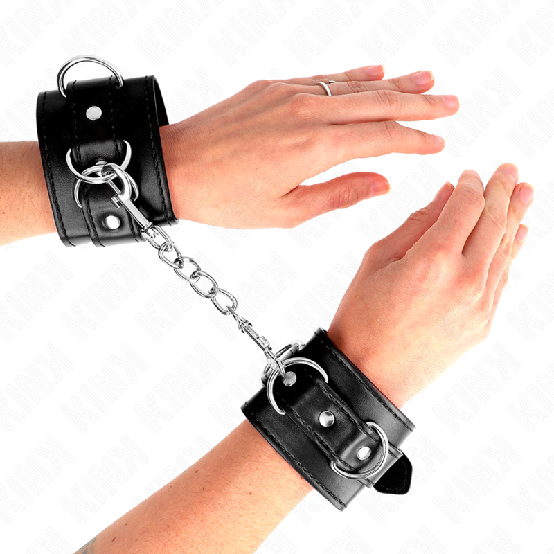 KINK - MUÑEQUERAS CON 3 ANILLAS EN D AJUSTABLE NEGRO 17.5-25 CM X 6 CM KINK WRIST RESTRAINT
