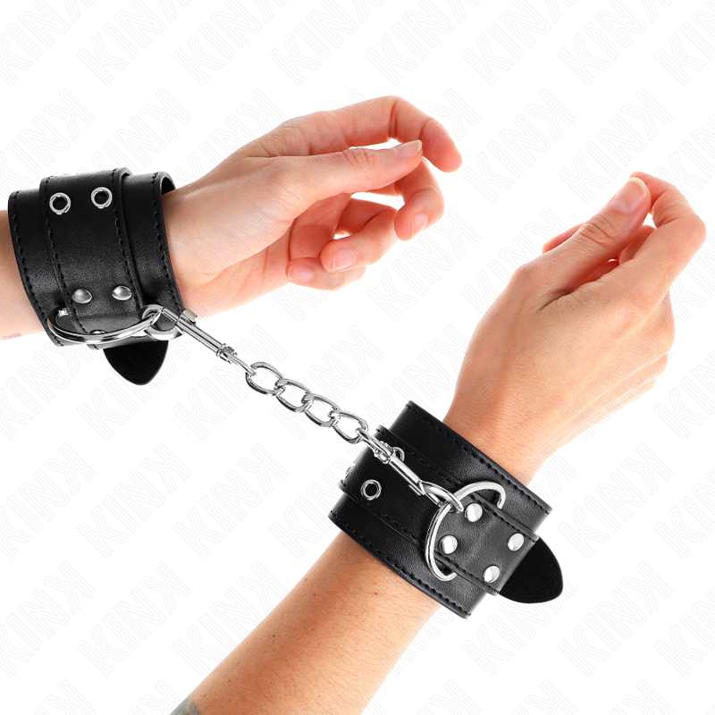 KINK - MUÑEQUERAS CON DOBLE LÍNEA DE TACHUELAS NEGRO AUSTABLE 19-26 CM KINK WRIST RESTRAINT