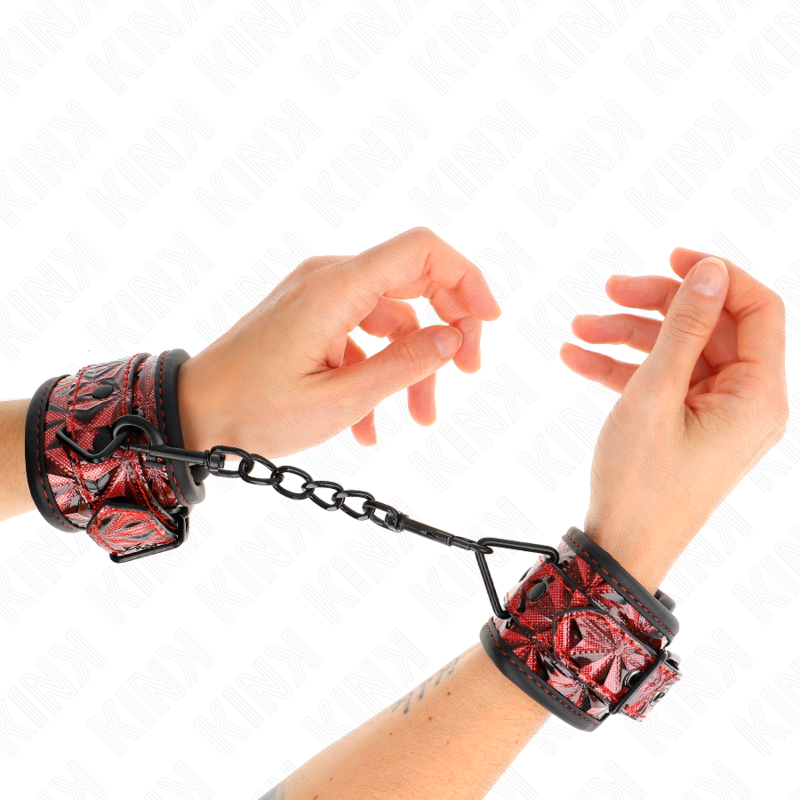 KINK - MUÑEQUERAS CON PATRÓN DE DIAMANTES ROJO OSCURO AJUSTABLE 17-26 CM X 5.5 CM KINK WRIST RESTRAINT