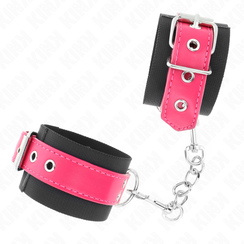 KINK - MUÑEQUERAS DE NYLON NEGRO CON CORREA POLIPIEL FUSCIA AJUSTABLE 19-29 CM X 5.1 CM KINK WRIST RESTRAINT