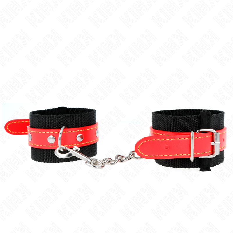 KINK - MUÑEQUERAS DE NYLON NEGRO CON CORREA POLIPIEL ROJO AJUSTABLE 19-24 CM X 5.5 CM KINK WRIST RESTRAINT