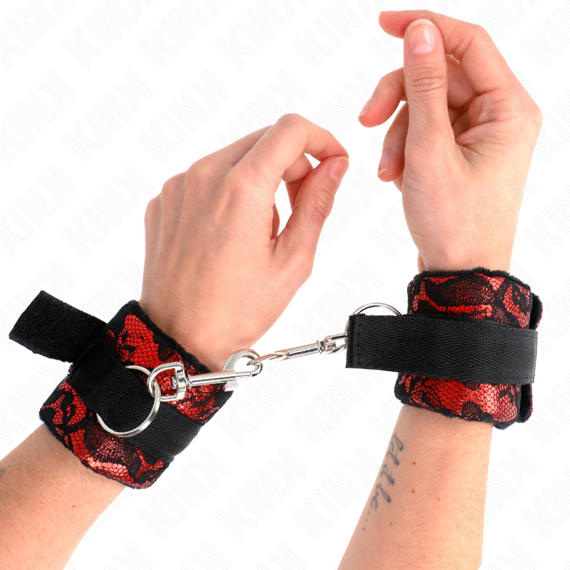 KINK - MUÑEQUERAS DISEÑO ESCÁNDALO ROJO-NEGRO KINK WRIST RESTRAINT