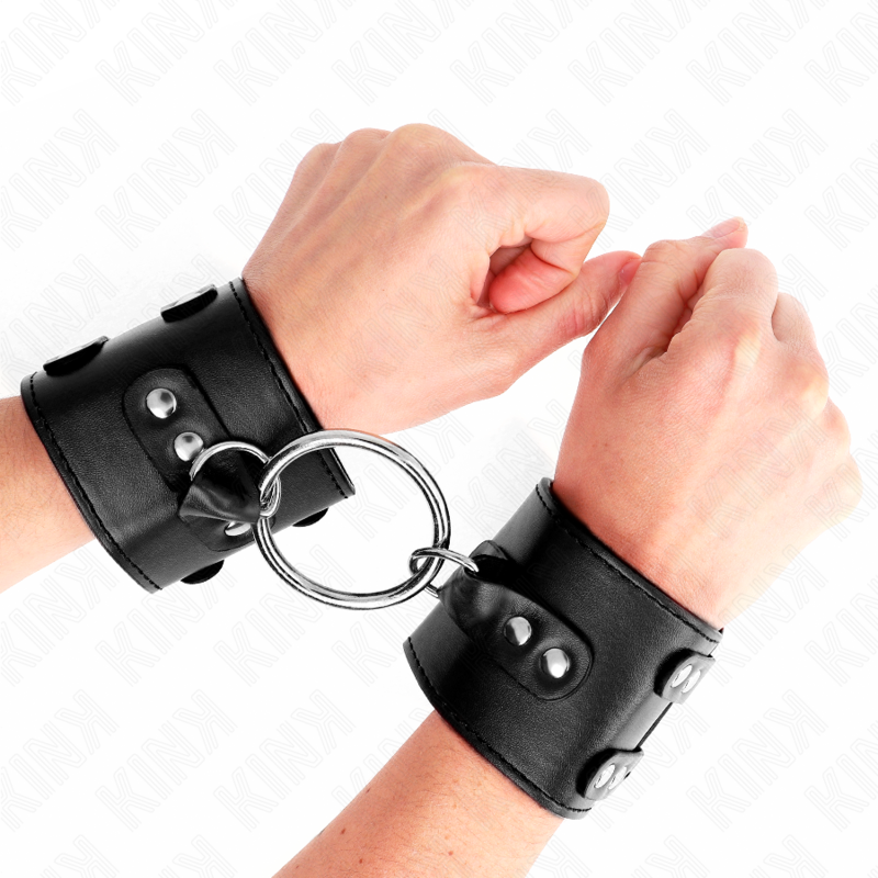 KINK - MUÑEQUERAS FIJAS CON ANILLA Y TACHUELAS NEGRO AJUSTABLE 17-22 CM X 6.5 CM KINK WRIST RESTRAINT