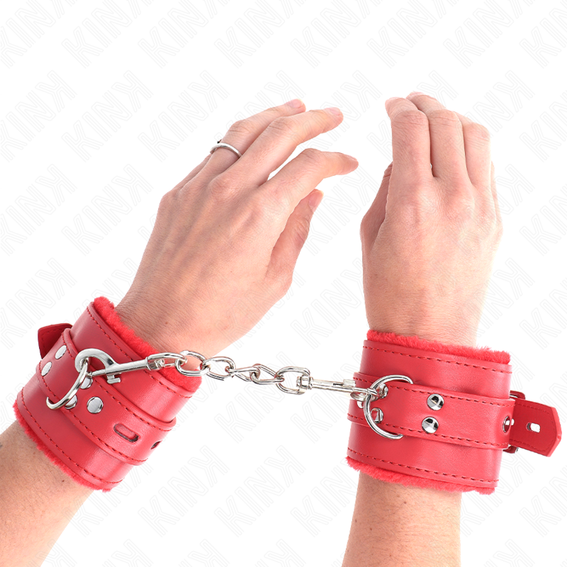 KINK - MUÑEQUERAS FORRADAS CON AGUJEROS CUADRADOS ROJO Y CORREA ROJO AJUSTABLE 17-29 CM X 6 CM KINK WRIST RESTRAINT