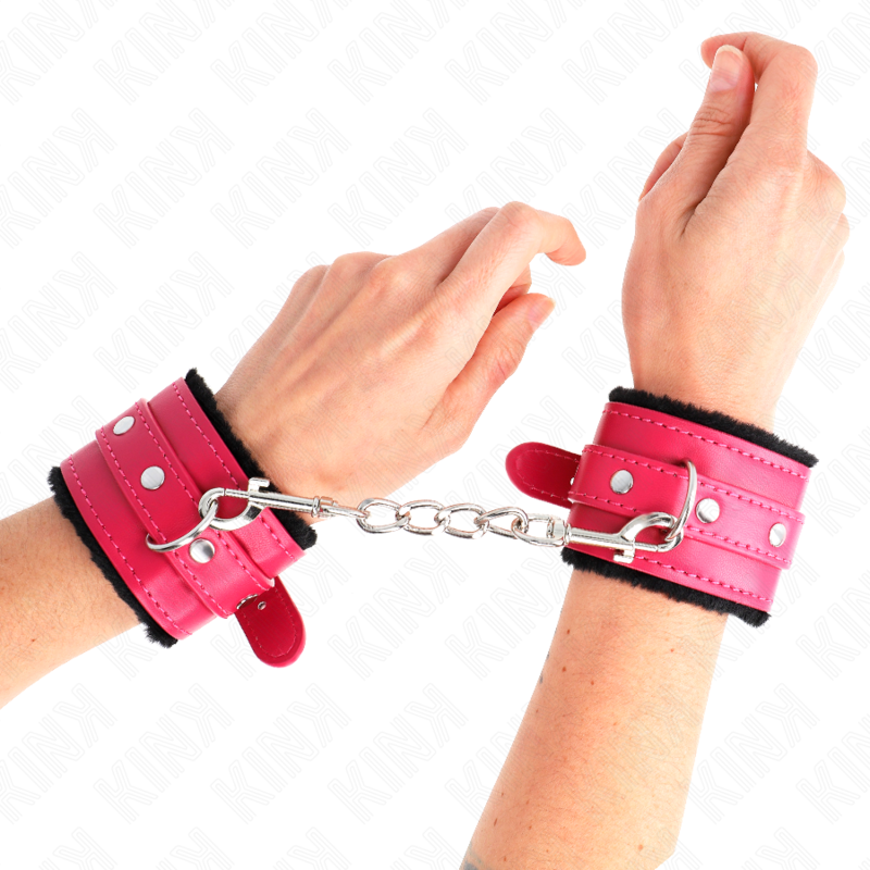 KINK - MUÑEQUERAS FORRADAS PREMIUM NEGRO CON CORREA FUCSIA AJUSTABLE 17-29 CM X 6 CM KINK WRIST RESTRAINT