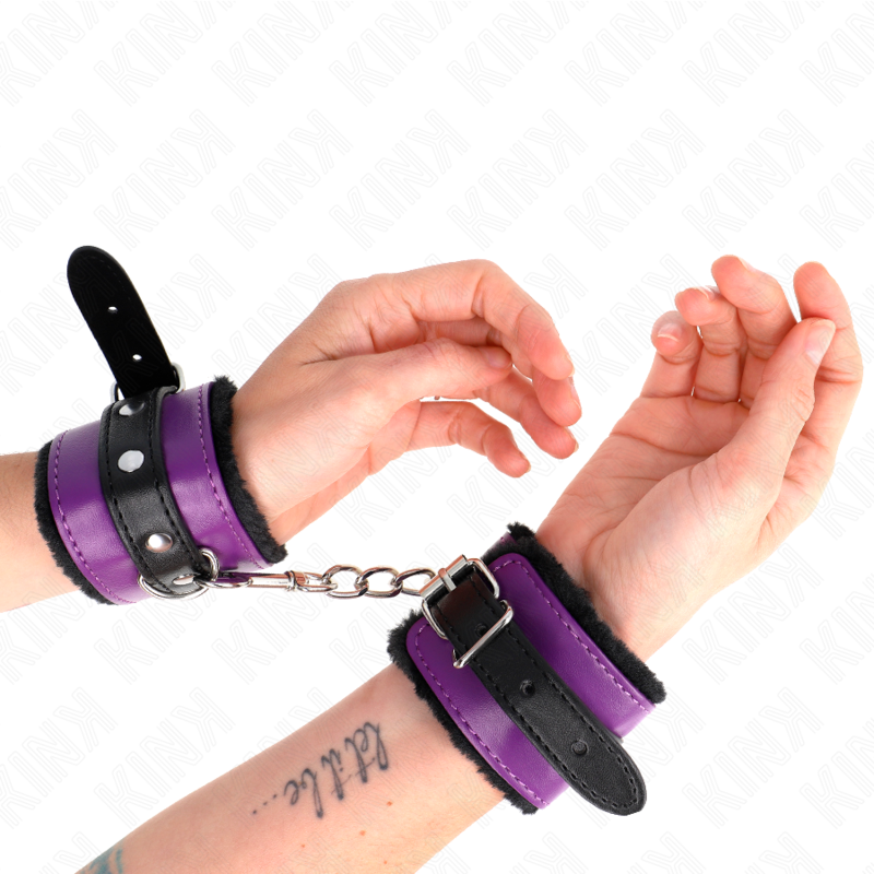 KINK - MUÑEQUERAS FORRADAS PREMIUM NEGRO CON CORREA VIOLETA / NEGRO AJUSTABLE 17-29 CM X 6 CM KINK WRIST RESTRAINT
