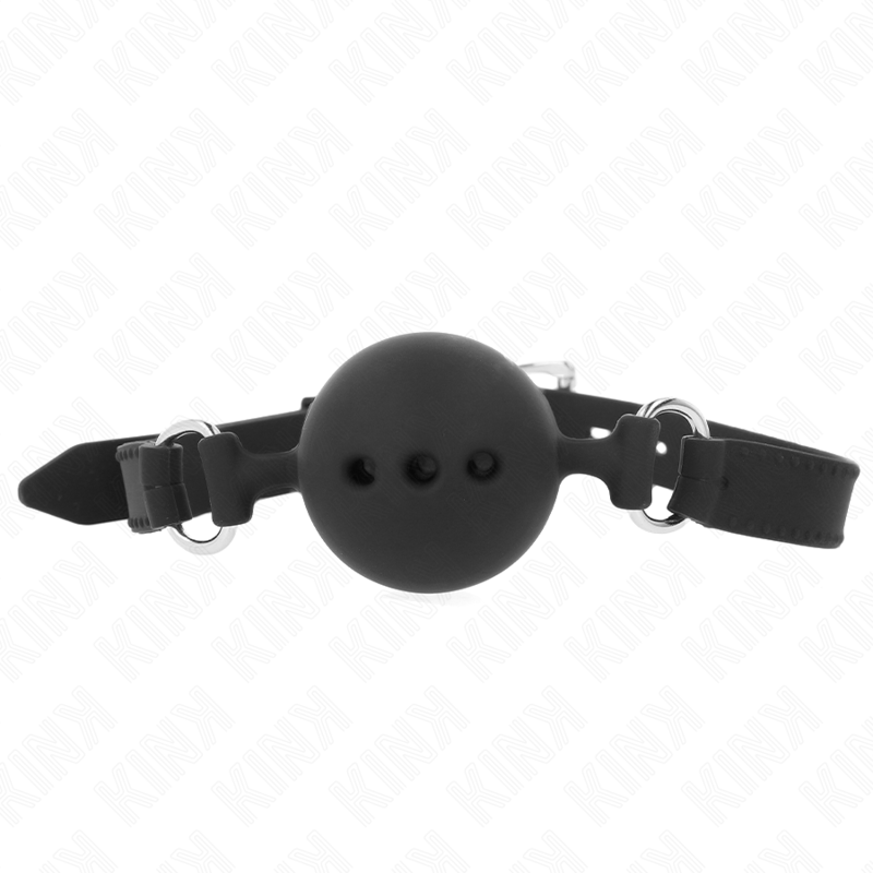 KINK - MORDAZA 55 x 2 CM DE BOLA 4.5 CM DE SILICONA COMPLETA TALLA M NEGRO AJUSTABLE 35-51 CM KINK COLLAR & GAG