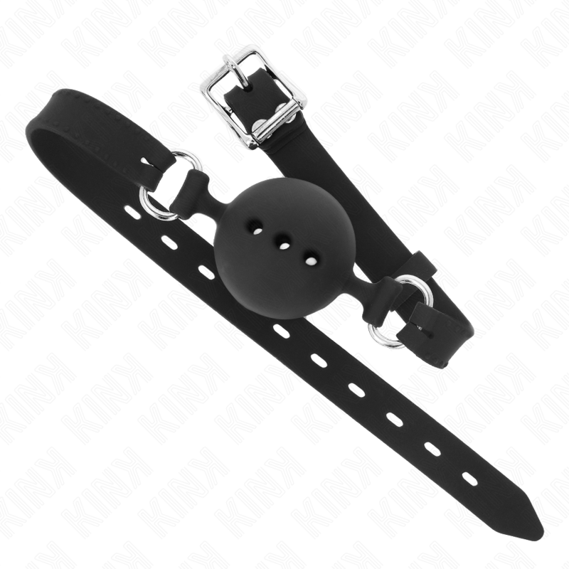 KINK - MORDAZA 55 x 2 CM DE BOLA 4.5 CM DE SILICONA COMPLETA TALLA M NEGRO AJUSTABLE 35-51 CM KINK COLLAR & GAG