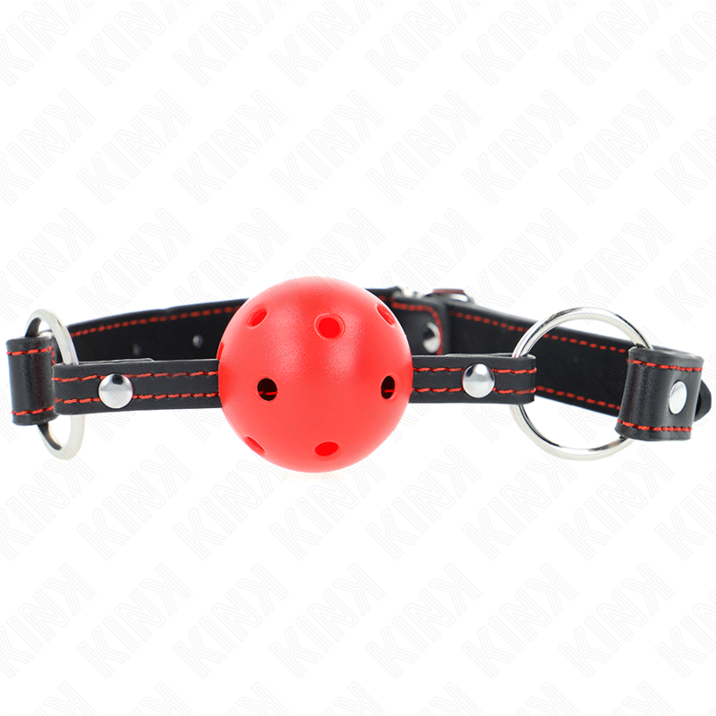 KINK - MORDAZA DE BOLA 4.5 CM ROJA DURA HUECA MODELO 2 65 x 2.5 CM KINK COLLAR & GAG