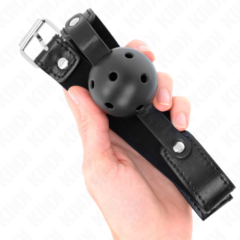 KINK - MORDAZA DE BOLA 4.5 CM TRANSPIRABLE NEGRO 65 x 2.5 CM KINK COLLAR & GAG