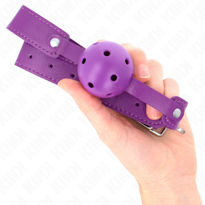 KINK - MORDAZA DE BOLA 4.5 CM TRANSPIRABLE MORADO 65 x 2.5 CM KINK COLLAR & GAG