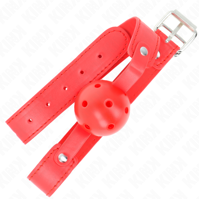 KINK - MORDAZA DE BOLA 4.5 CM TRANSPIRABLE ROJO 65 x 2.5 CM KINK COLLAR & GAG
