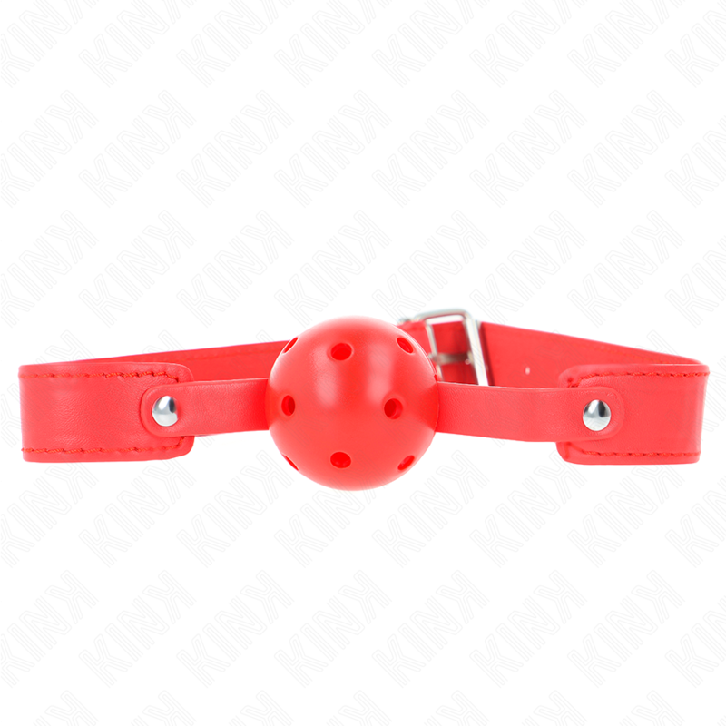 KINK - MORDAZA DE BOLA 4.5 CM TRANSPIRABLE ROJO 65 x 2.5 CM KINK COLLAR & GAG