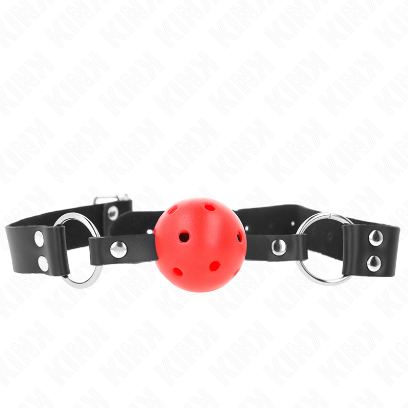 KINK - MORDAZA DE BOLA 4 CM TRANSPIRABLE CON DOBLE REMACHE ROJO 62 x 2.5 CM AJUSTABLE 42-58 CM KINK COLLAR & GAG