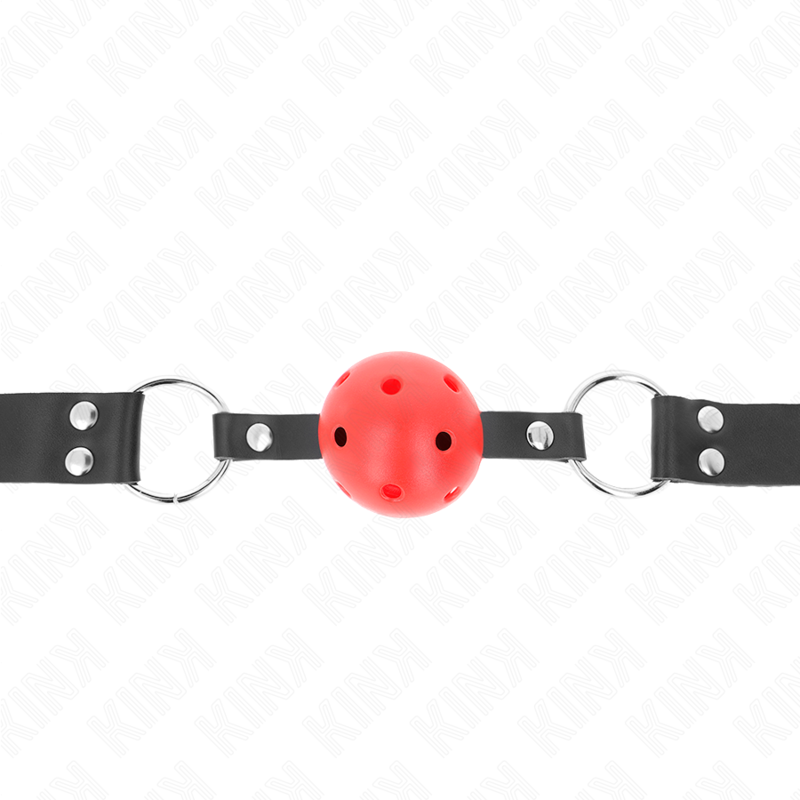 KINK - MORDAZA DE BOLA 4 CM TRANSPIRABLE CON DOBLE REMACHE ROJO 62 x 2.5 CM AJUSTABLE 42-58 CM KINK COLLAR & GAG