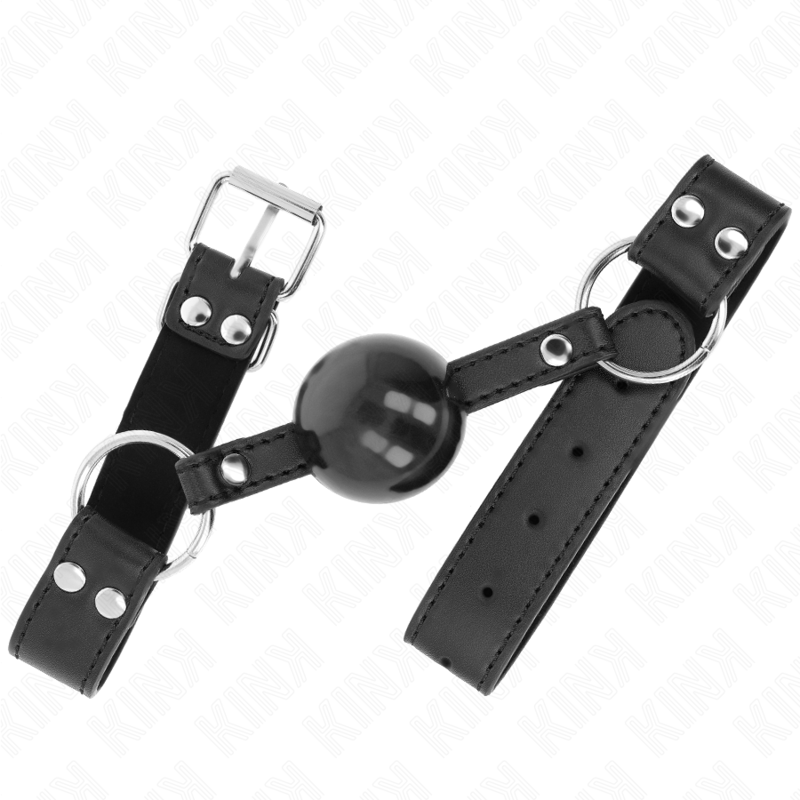 KINK - MORDAZA DE BOLA 4 CM SUAVE Y SÓLIDA CON CORREA DE POLIPIEL 62 x 2.5 CM AJUSTABLE 42-58 CM KINK COLLAR & GAG