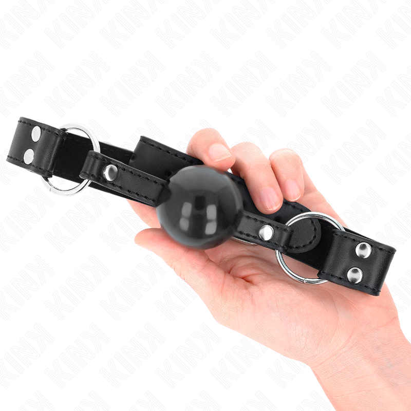KINK - MORDAZA DE BOLA 4 CM SUAVE Y SÓLIDA CON CORREA DE POLIPIEL 62 x 2.5 CM AJUSTABLE 42-58 CM KINK COLLAR & GAG