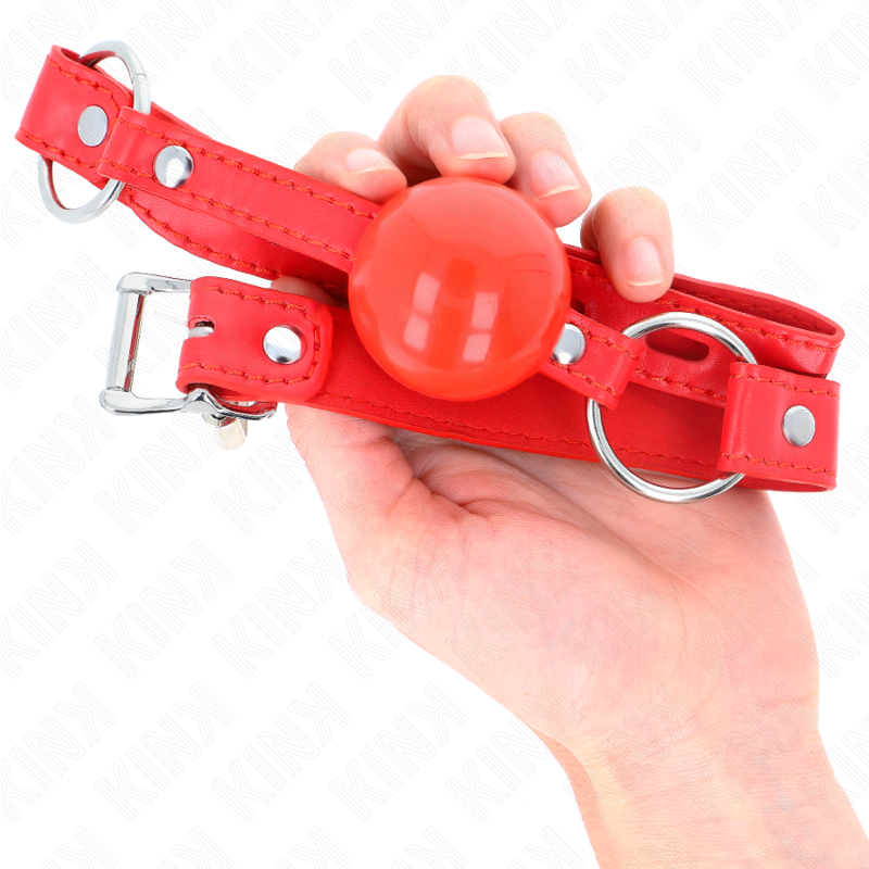 KINK - MORDAZA DE BOLA 4 CM TPE CON CANDADO ROJO 60 x 2 CM KINK COLLAR & GAG