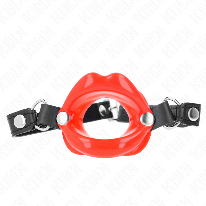 KINK - MORDAZA LABIAL 8 CM CON CORREA DE POLIPIEL ROJO 63 x 2 CM AJUSTABLE 39-58 CM KINK COLLAR & GAG
