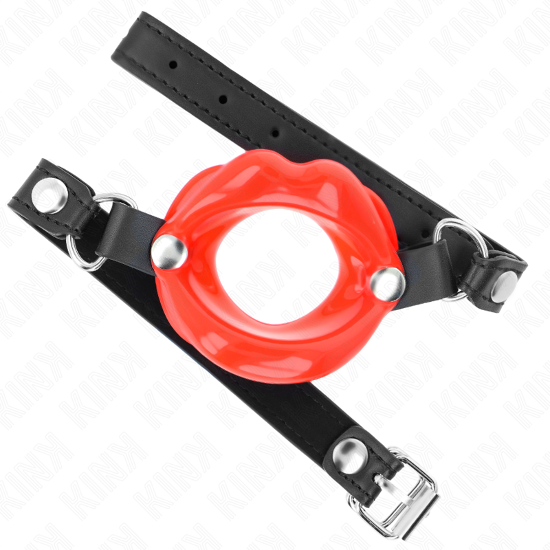 KINK - MORDAZA LABIAL 8 CM CON CORREA DE POLIPIEL ROJO 63 x 2 CM AJUSTABLE 39-58 CM KINK COLLAR & GAG