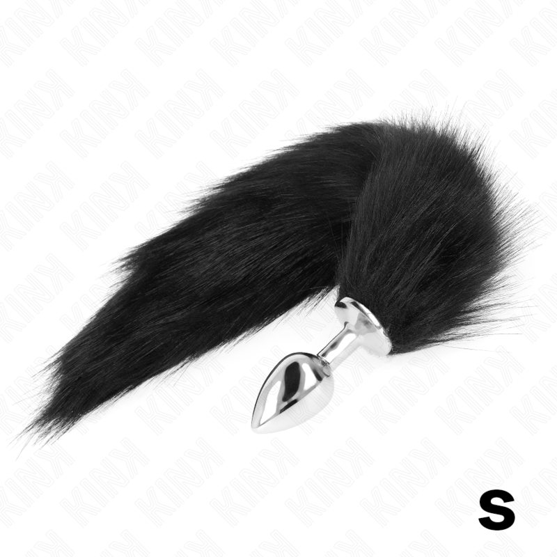 KINK - PLUG ANAL TALLA S 7 X 3 CM CON COLA SINTÉTICA 40 CM NEGRO KINK PLEASURE PLUGS