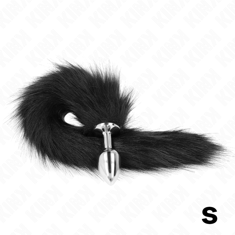 KINK - PLUG ANAL TALLA S 7 X 3 CM CON COLA SINTÉTICA 40 CM NEGRO KINK PLEASURE PLUGS