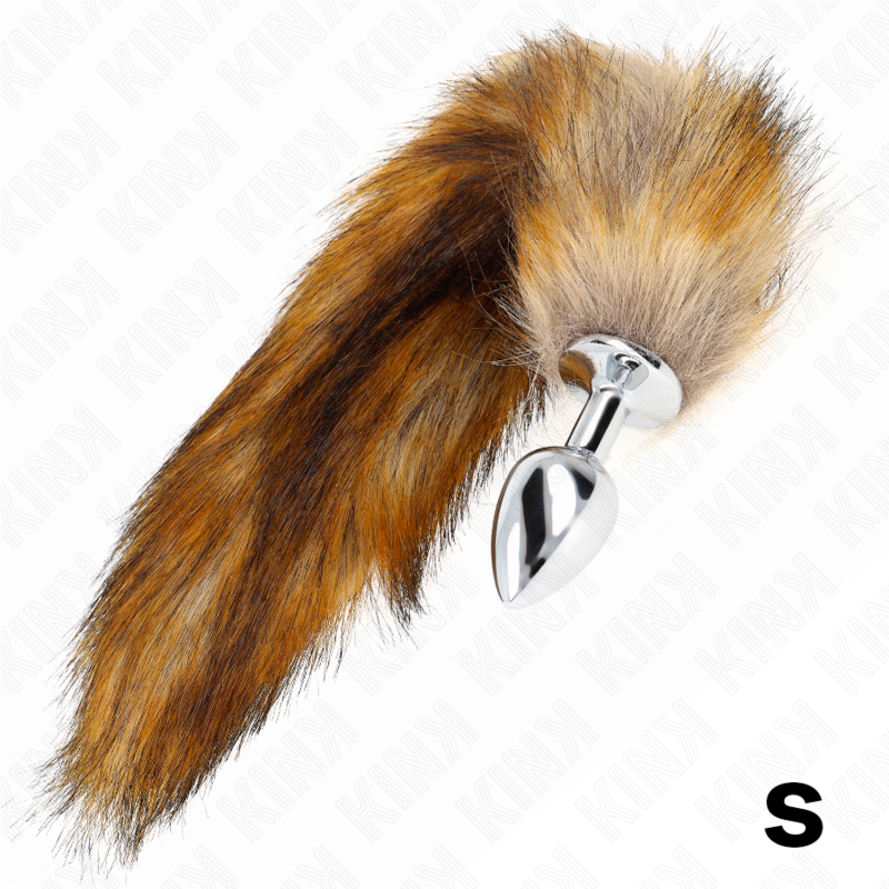 KINK - PLUG ANAL TALLA S 7 X 3 CM CON COLA SINTÉTICA 40 CM MARRÓN KINK PLEASURE PLUGS