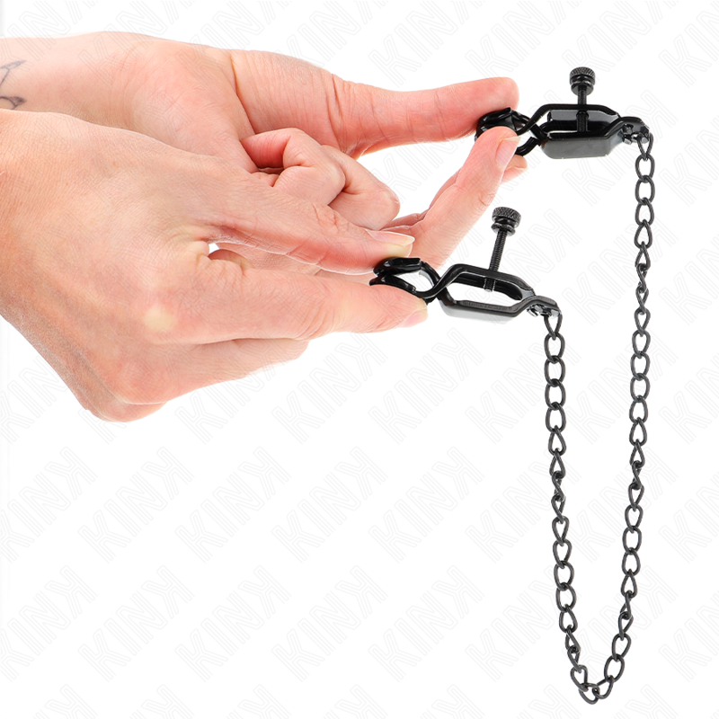 KINK - PINZAS PARA PEZONES PLANAS NEGRO CON CADENA NEGRO 30 CM KINK NIPPLE GRIP