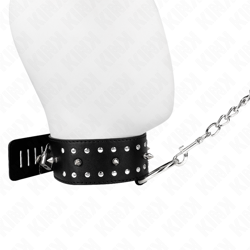 KINK - COLLAR CON CORREA 65 CM CON TACHUELAS PLATEADAS MODELO 1 AJUSTABLE 36-43 CM X 5 CM KINK COLLAR & GAG