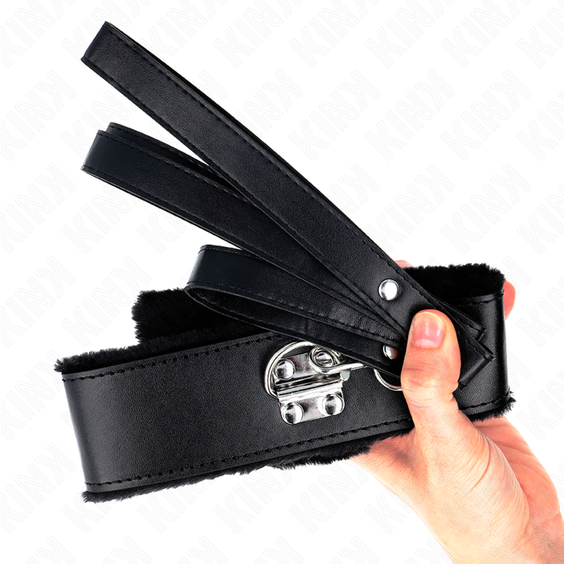 KINK - COLLAR CON CORREA 116 CM CON TACHUELAS PLATEADAS MODELO 4 NEGRO AJUSTABLE 40-48 CM X 6 CM KINK COLLAR & GAG