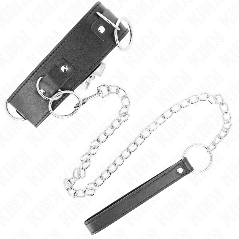 KINK - COLLAR CON CORREA 65 CM 3 ANILLOS MODELO 2 AJUSTABLE 36-43 CM X 5 CM KINK COLLAR & GAG
