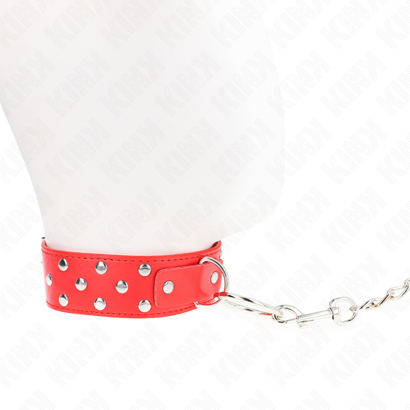 KINK - COLLAR CON CORREA 65 CM REMACHE ANILLA ROJO AJUSTABLE 36-50 CM X 3.8 CM KINK COLLAR & GAG