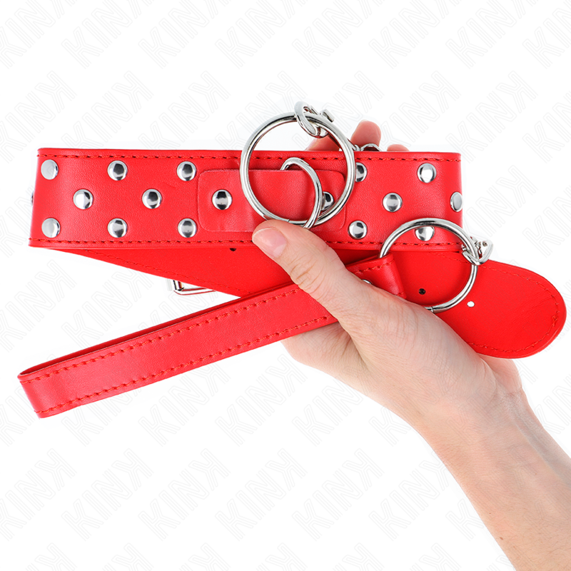 KINK - COLLAR CON CORREA 65 CM REMACHE ANILLA ROJO AJUSTABLE 36-50 CM X 3.8 CM KINK COLLAR & GAG