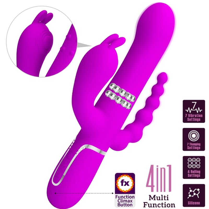 PRETTY LOVE - CAMMY TRIPLE VIBRADOR MULTIFUNCIÓN 4 EN 1 ROSA PRETTY LOVE FLIRTATION
