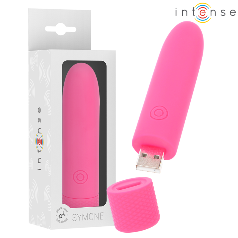 INTENSE - SYMONE BALA VIBRADORA RECARGABLE POR USB 8 VIBRACIONES ROSA 10 X 2.2 CM INTENSE FUN