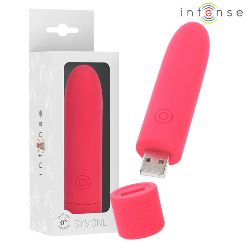 INTENSE - SYMONE BALA VIBRADORA RECARGABLE POR USB 8 VIBRACIONES ROJO 10 X 2.2 CM INTENSE FUN