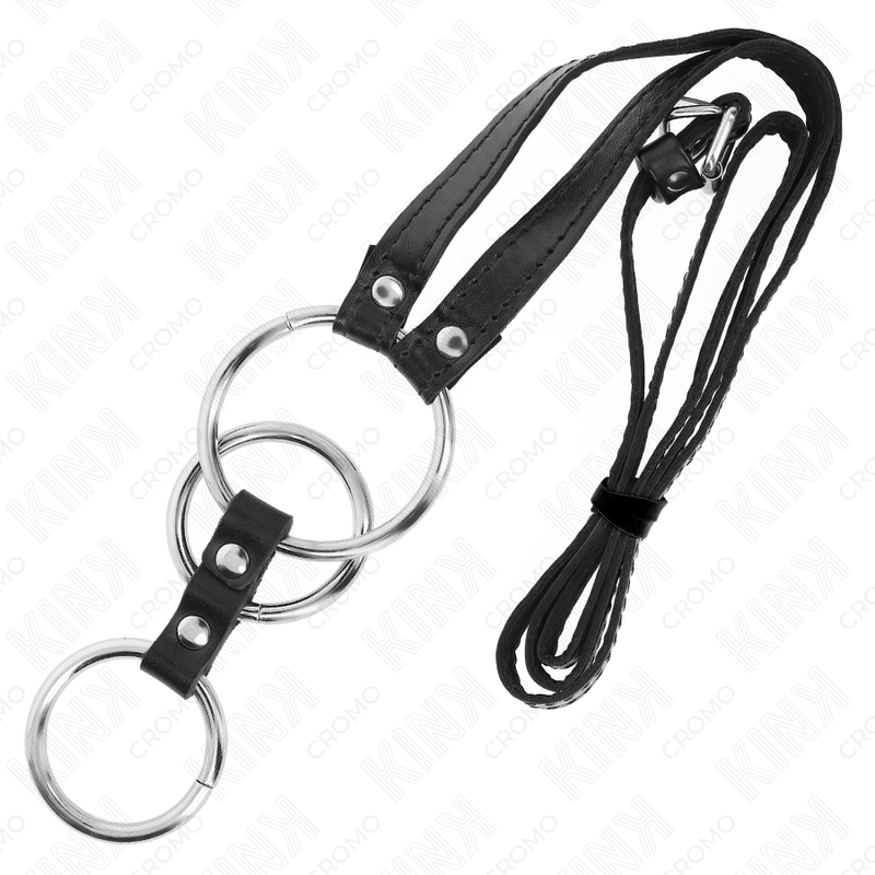 KINK - ANILLO PENE METAL TRIPLE 3.8 CM A 5 CM CON CINTURÓN POLIPIEL 112 CM KINK RING POWER