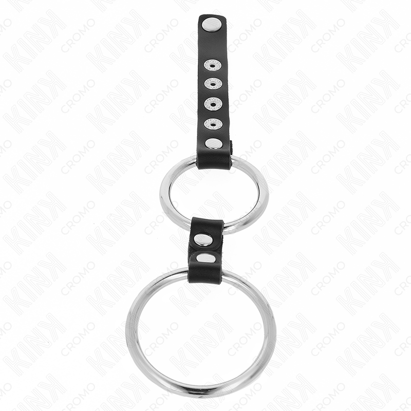 KINK - ANILLO PENE METAL DOBLE 3.8 CM A 5 CM CONECTADOS CON CUERO KINK RING POWER